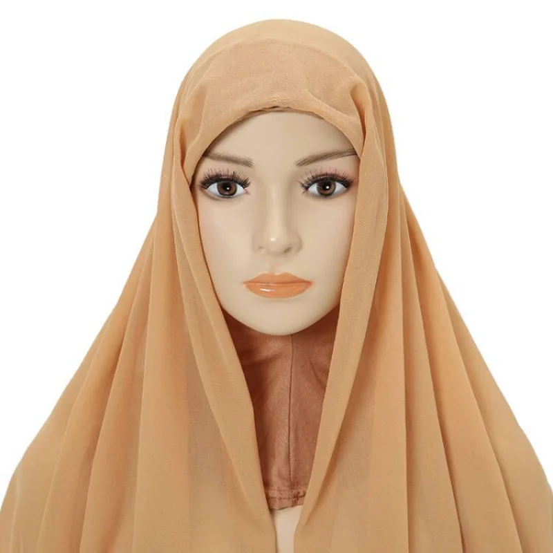 Hijab with Cap Attached Neck Cover Turban Underscarf Hijab Bonnet for Women Ladies Muslim Fashion Head Scarf Headwraps