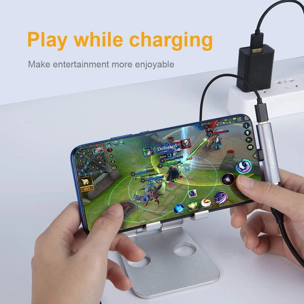 Разветвитель CableCreation USB C 2 в 1 адаптер для наушников с двумя разъемами типа аудио и
