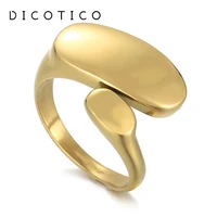 stainless steel light finger rings for women men gold silver color geometric open rings aestethic wedding bands unisex jewelry