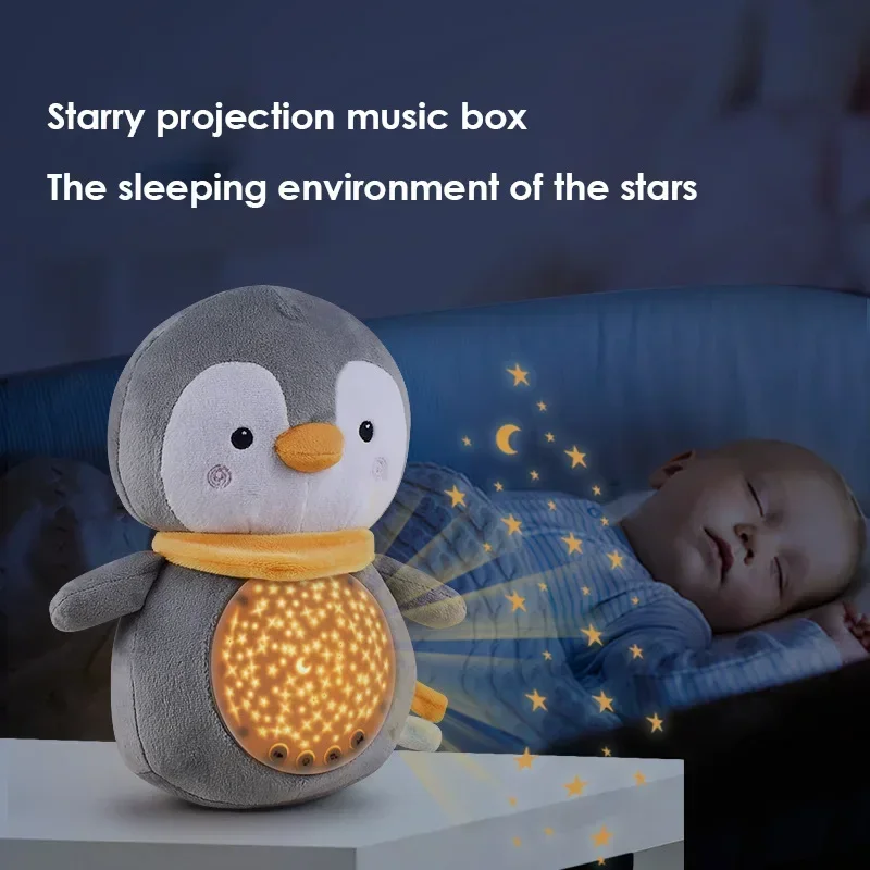 

Детские ночники, Музыкальная кукла, проектор ночного сна, украшение для спальни, пингвин, плюшевая игрушка, день рождения для девочек и мальчиков