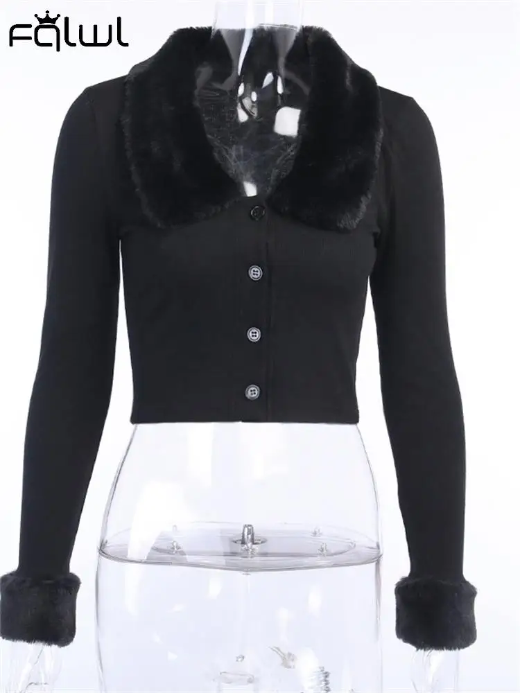 Женский кардиган с длинным рукавом черный облегающий трикотажный лацканами