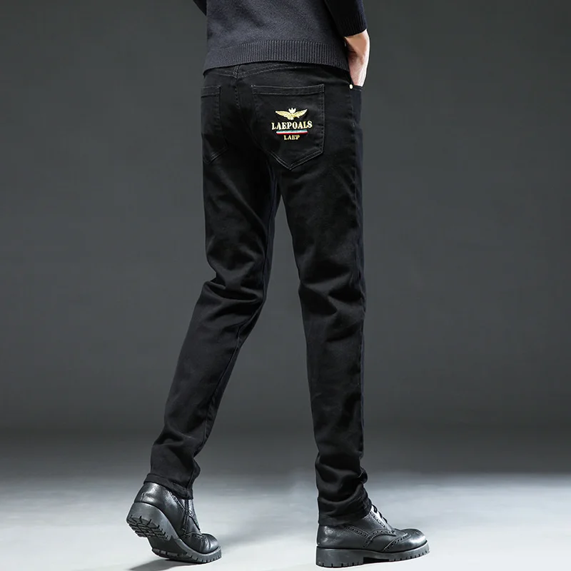 

Black jeans men's 2022 new Jeans autumn and winter European light luxury pants jeans vintage camping jeans