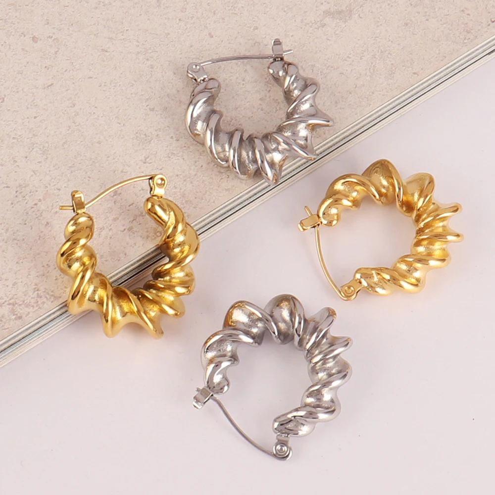 

316L Stainless Steel Hoop Earrings for Women Punk Geometric Heart Charms Chain Earrings Snake Leopard Animal Earrings Jewelry