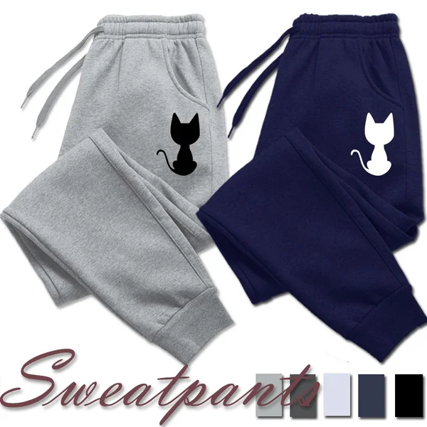 

Cute Cat Printed Women Sweatpants Cotton Long Pants Jogger Trousers Sports Fitness Solid Jogging Pants