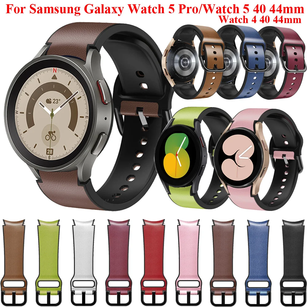 

Ремешок силиконовый для Samsung Galaxy Watch 5 40 44 мм, умный Браслет для наручных часов 5 Pro, кожаный браслет, аксессуары для часов 4 40 44 мм, 20 мм