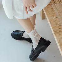 2pairslot lolita solid color long socks for women kawaii cute jk frilly ruffle socks summer hollow mesh breathable casual socks