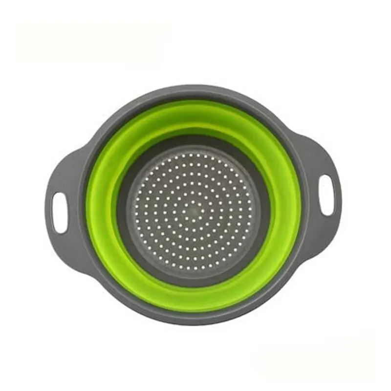 

Складной силиконовый дуршлаг зеленый
