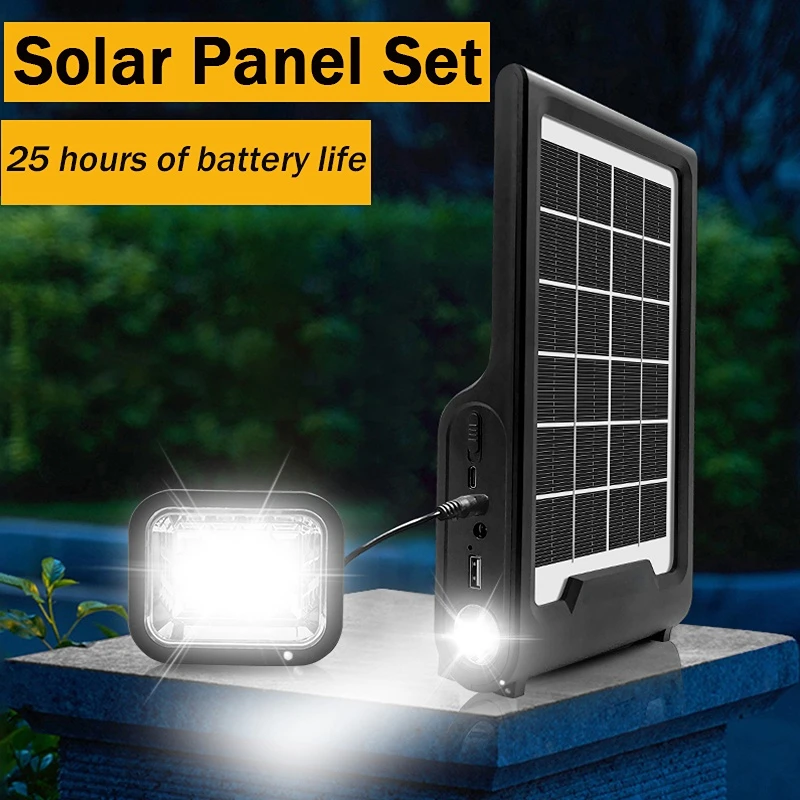 

Solar Panel Home Lighting System Solar Portable Camping Light Mini Solar Battery Storage Kit Emergency Light For Power Outage