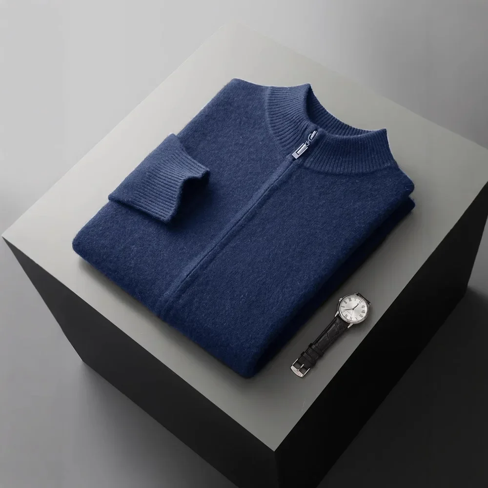 Осень/зима 2023 новый мужской утолщенный шерстяной кардиган с воротником-стойкой