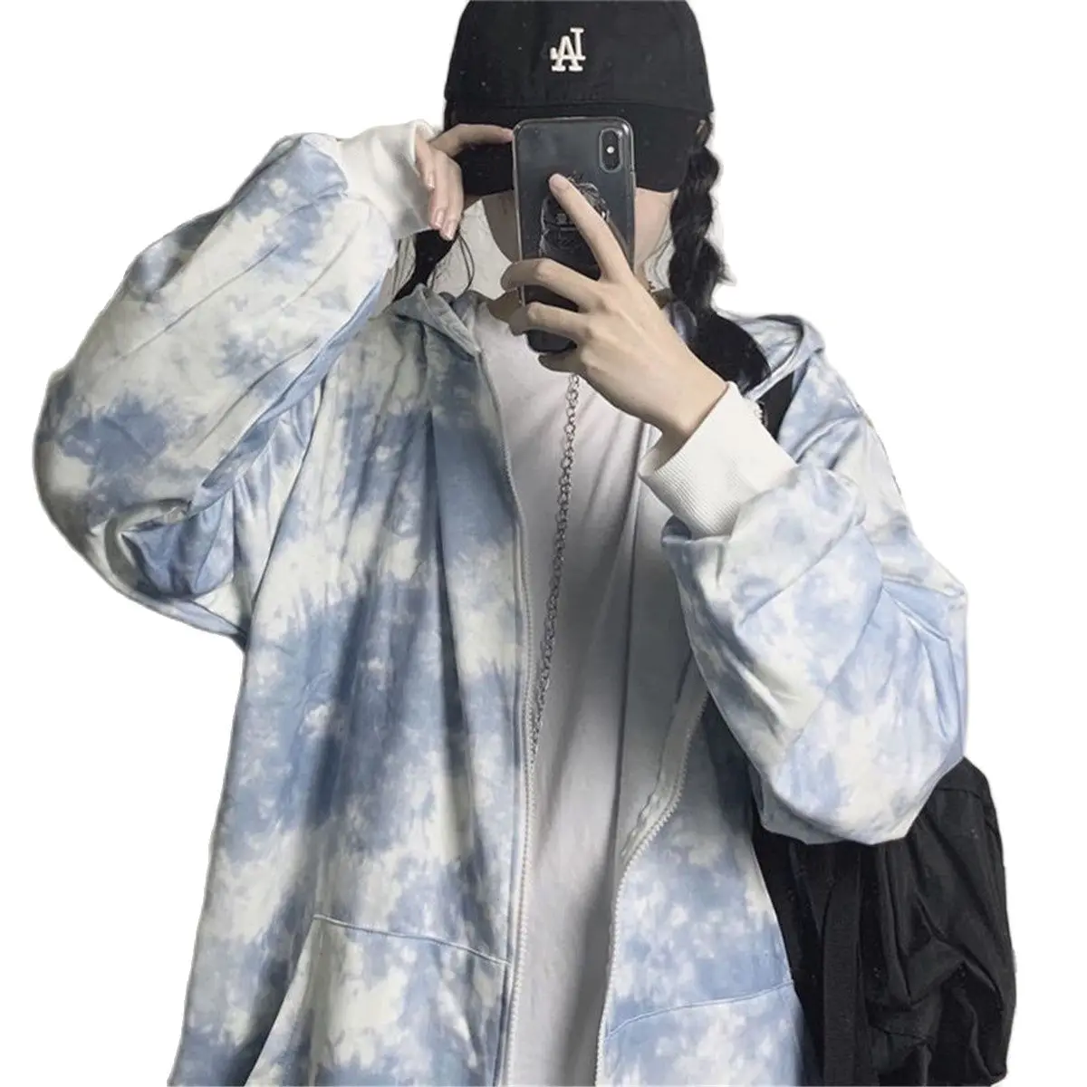

Loose Tie Dyed Hoodie Female Gothic Oversize Cool Tops Female Spring High Street Sweatshirt Japan Women Funny Japan Hoodie Girl