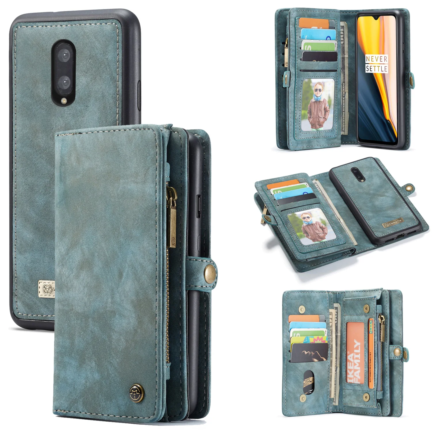 

Flip Wallet Case for OnePlus 7 7pro 2-in-1 card drop-proof Protective cover