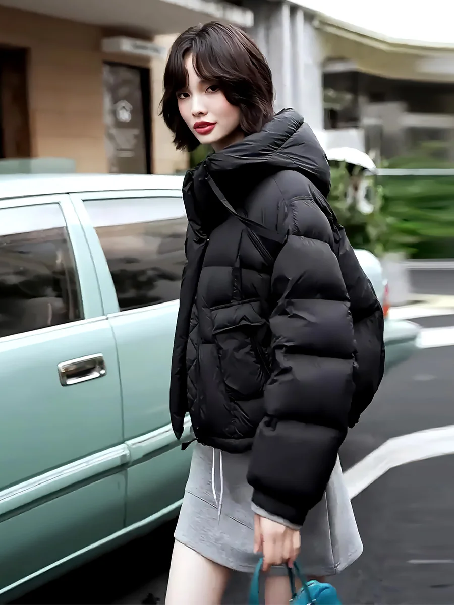 Маленький короткий пуховик 90 на белом утином пуху для женщин новинка зимы 2024