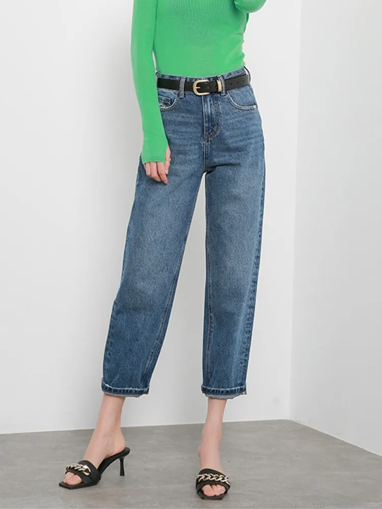 

ZHISILAO Vintage Boyfriend Straight Jeans Women Blue Streetwear Loose Wide-leg Denim Jeans 2022