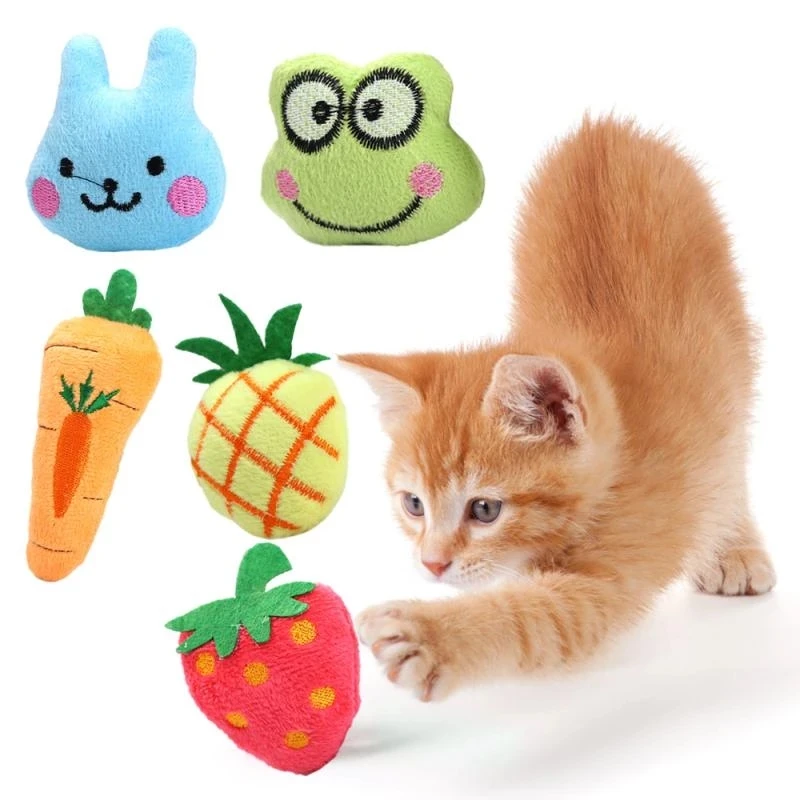 

2022 New Sounding Puppy Dog Chew Toy Fruit Vegetable Chicken Drum Bone Squeak Toy For Cat Pets Plush Red Pepper Eggplant Radish