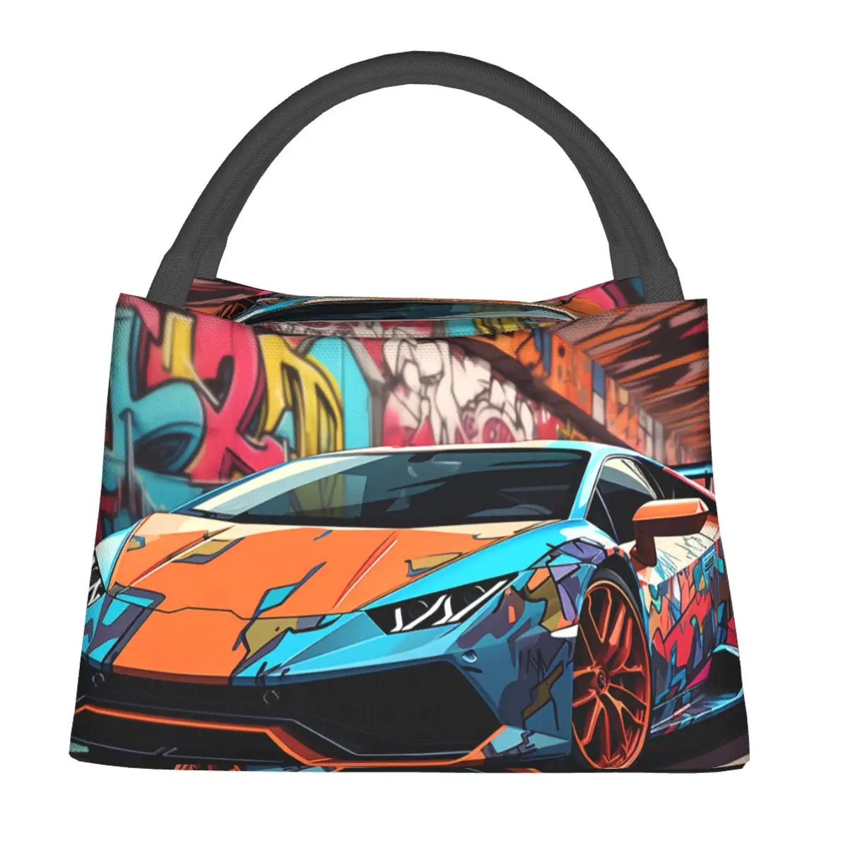 

Noble Sports Car Lunch Bag For Child Various Styles Wall Graffiti Design Lunch Box Cute School Cooler Bag Thermal Tote Handbags