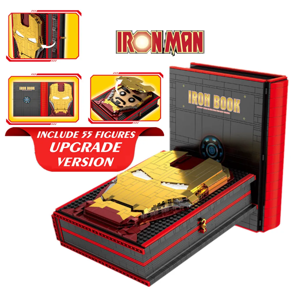 

DISNEY NEW UPGRADE 55 FIGURES marvels Avengers Iron Man Display Book Ironman Stark Hero Building Block Bricks Toy Gift Kid