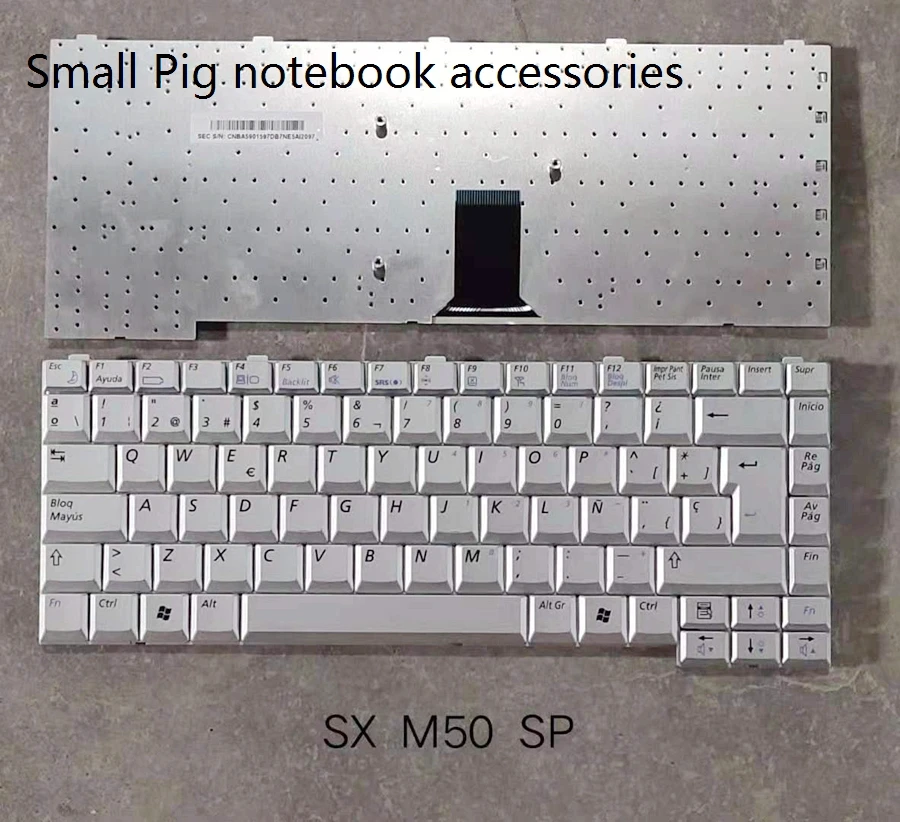 

Испанская сменная клавиатура для Samsung M50 M40, серебристая, без рамки, клавиатура для ноутбука SP