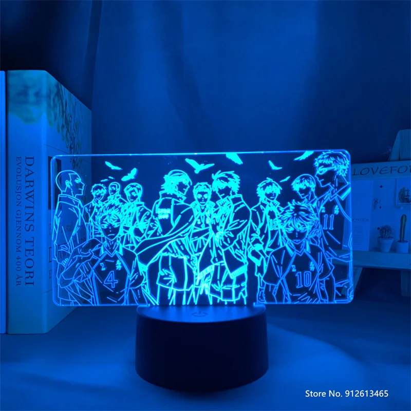 

Светодиодный ночник Haikyuu Karasuno, декоративная настольная лампа с 3D рисунком для спальни, с возможностью создания командной анимации, меняющей...