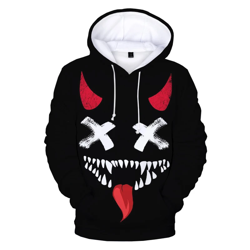 2023 Men's Hoodie XOXOXO Pattern Fashion Devil Smiling Face 3D Printing Hoodie Men's Fashion Casual Hip-hop Hoodie