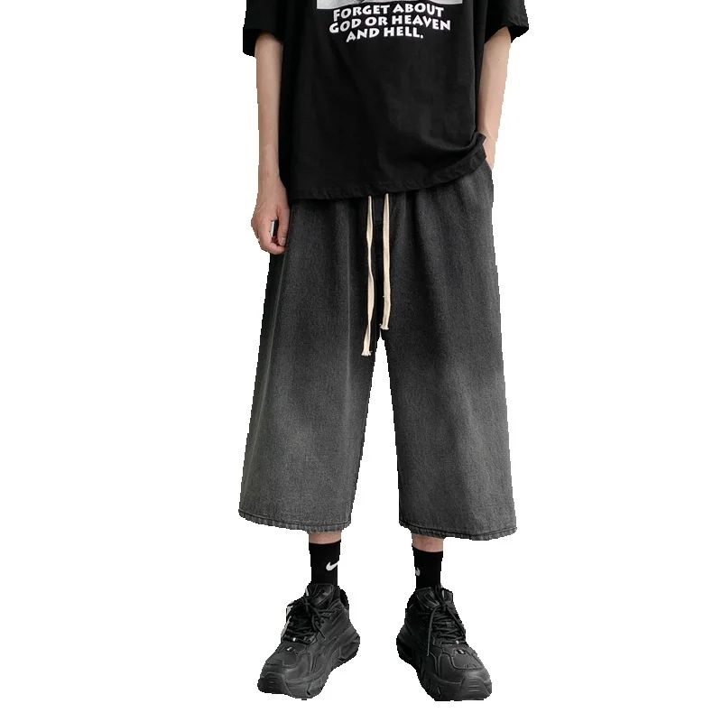 Summer Blue Black Gradient Jeans Men Fashion Oversized Wide Leg Jeans Mens Streetwear Hip Hop Loose Straight Denim Pants Men