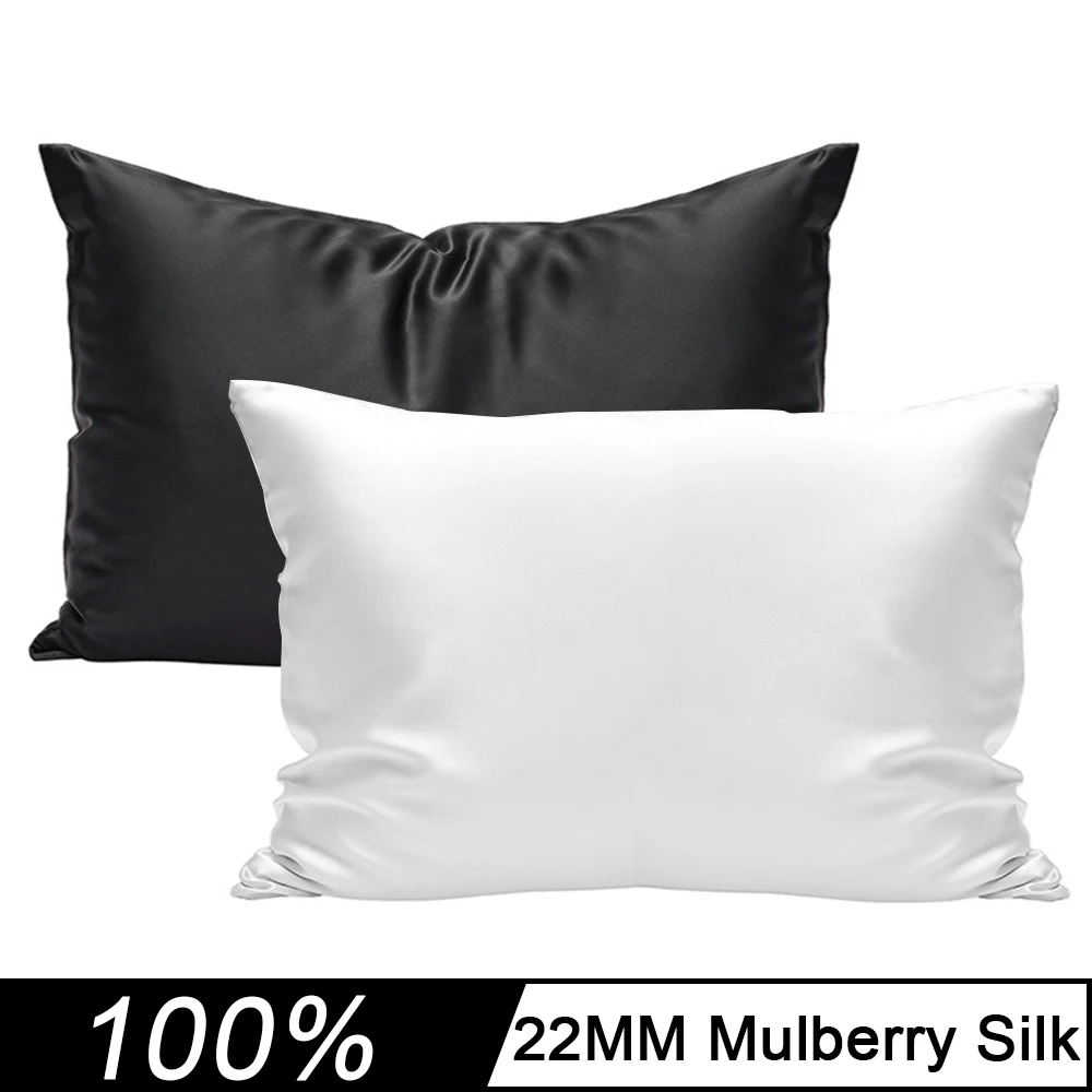

22 Momme Luxury Mulberry Silk Pillowcase 100% Silk on Both Side Pillow Cover with Hidden Zipper Soft Breathable for Hair & Skin