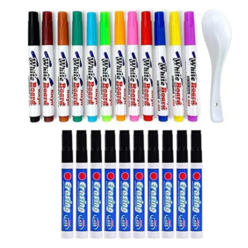 

23PCS Magical Dry Erase Markers with Eraser Water Painting Pen Doodle Drawing Pens Erasing Whiteboard Marker Pens Set