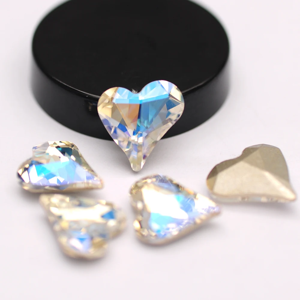 

YANRUO 4809 K5 сладкое сердце лунный свет стеклянные стразы блестящие стразы ремесла 3D дизайнерские аксессуары бусины дизайн ногтей украшения