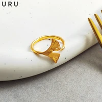 fashion jewelry leaf rings for women girl hot sale popular style high quality brass golden plated finger rings for party gifts
