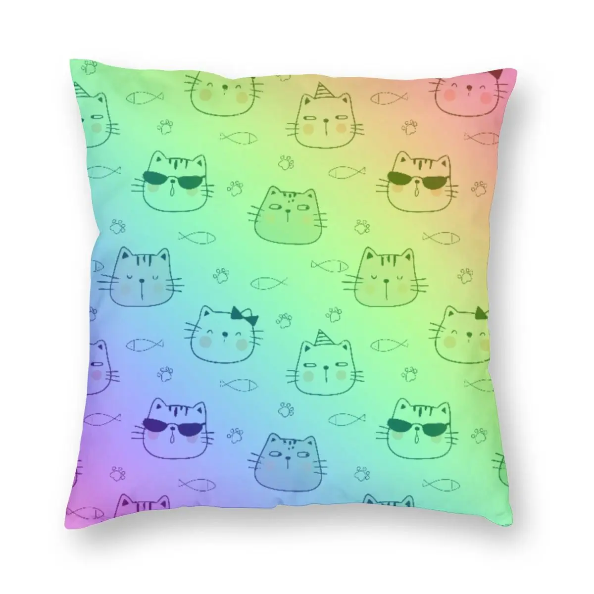 

Colorful A Cat And An Owl Pillowcase Printed Polyester Cushion Cover Decorations Pillow Case Cover Home Wholesale 40X40cm