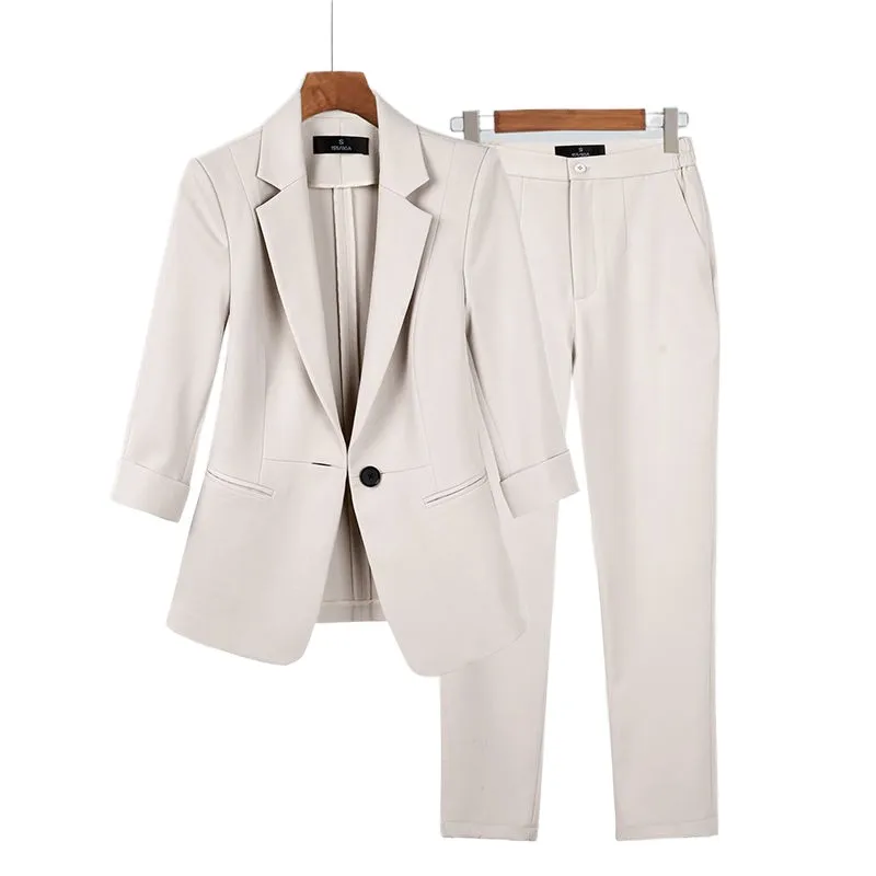 2023 Spring Summer New Elegant Suit Jacket Matching Set Women's Korean Chic Blazers Coat Pants 2 Piece Female Professional Suit images - 6