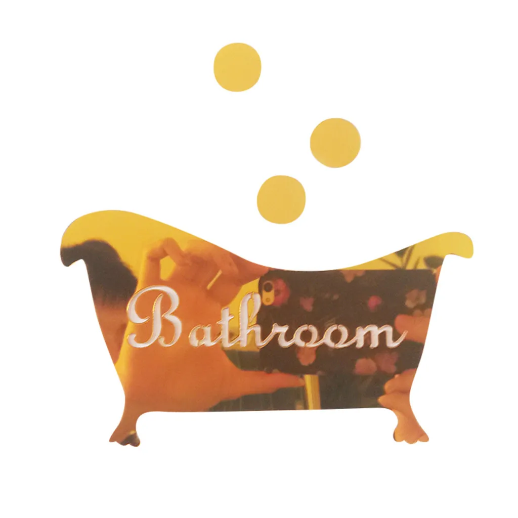 

1pcs 17cm Bathroom Entrance Sign Acrylic Mirror Surface Door 3d Wall Sticker Home Decoration 3d Mirror Wall Sticker