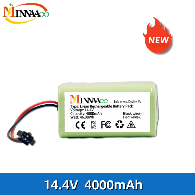 

14.4V 4000mAh Upgraded Li-ion Battery for Conga Excellence 990 1090 1790 1990 Ecovacs Deebot N79 N79S DN622, Eufy Robovac 30 35C