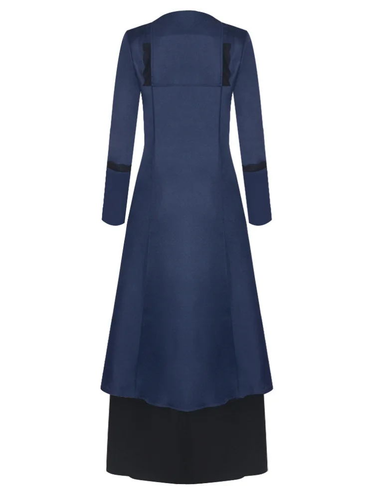 Женский костюм для косплея средневековой эпохи Возрождения длинное синее пальто