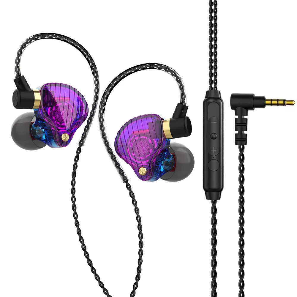 

QKZ SK3 Purple HIFI 3.5mm Jack Wired Headphones with MIC Mega Bass In-ear Apple Wired Earphones New Style for Gaming Headset
