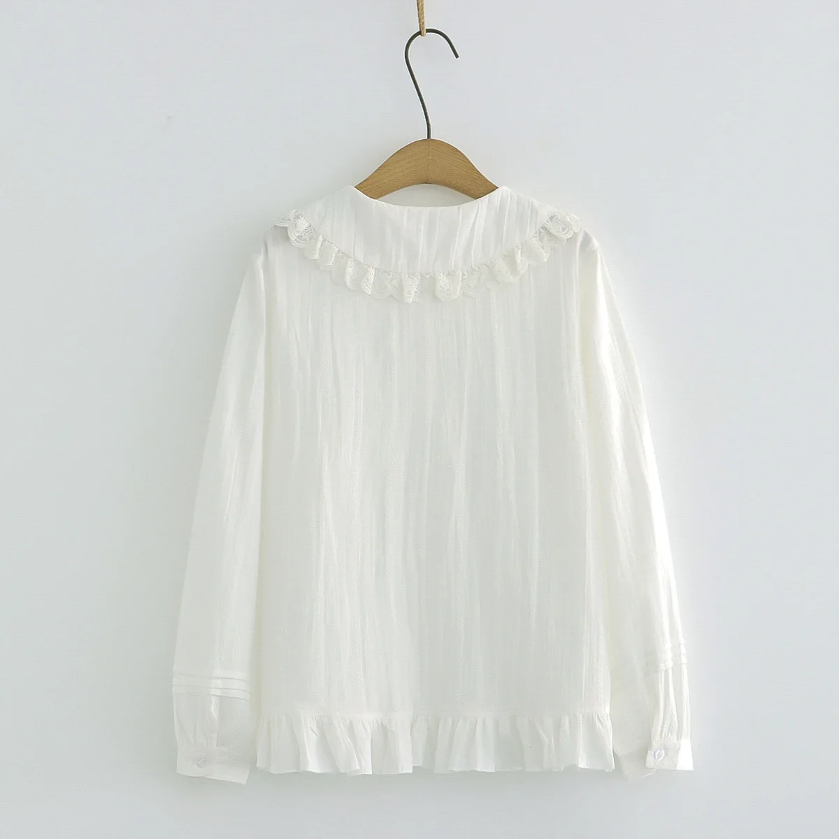 Новинка Весенняя хлопковая кружевная рубашка для женщин топы с круглым