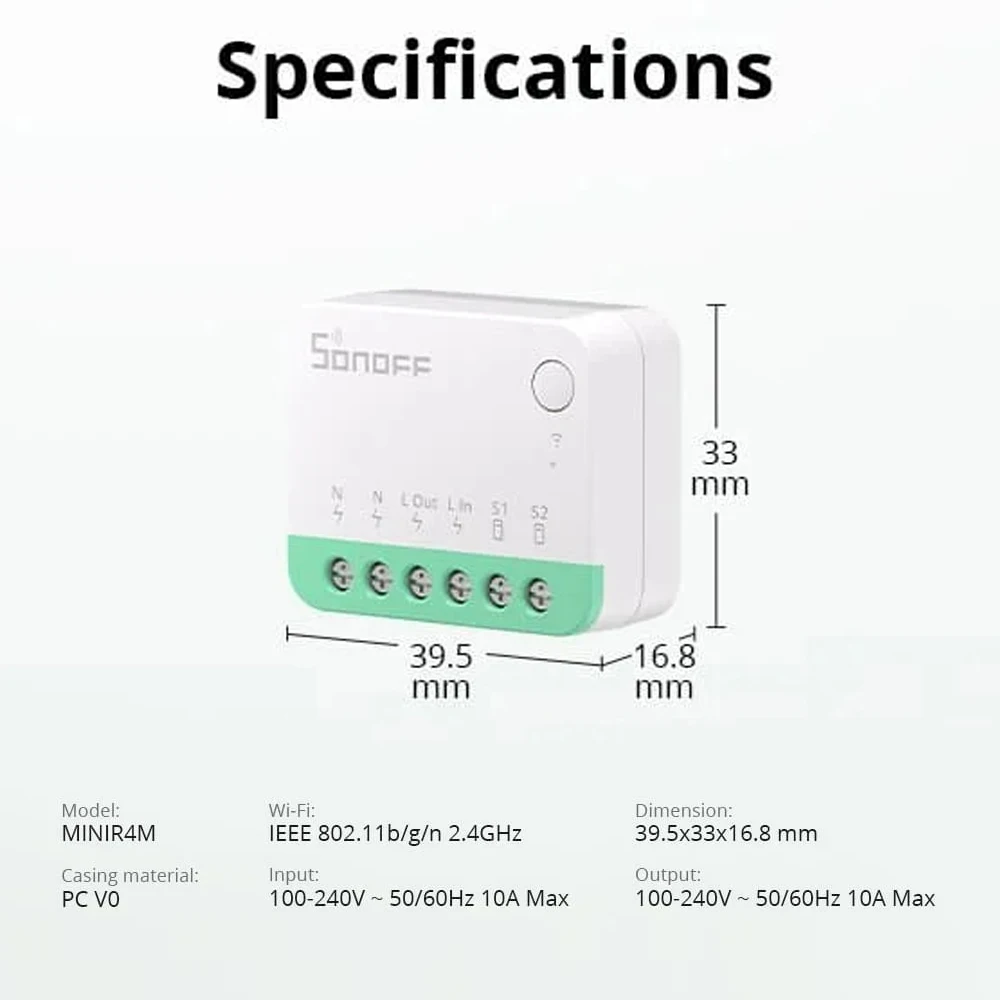 Фото MINIR4M Extreme Wi-Fi Smart Switch Matter Беспроводной контроллер Универсальное съемное реле Умный дом Работа с Alexa Google №3