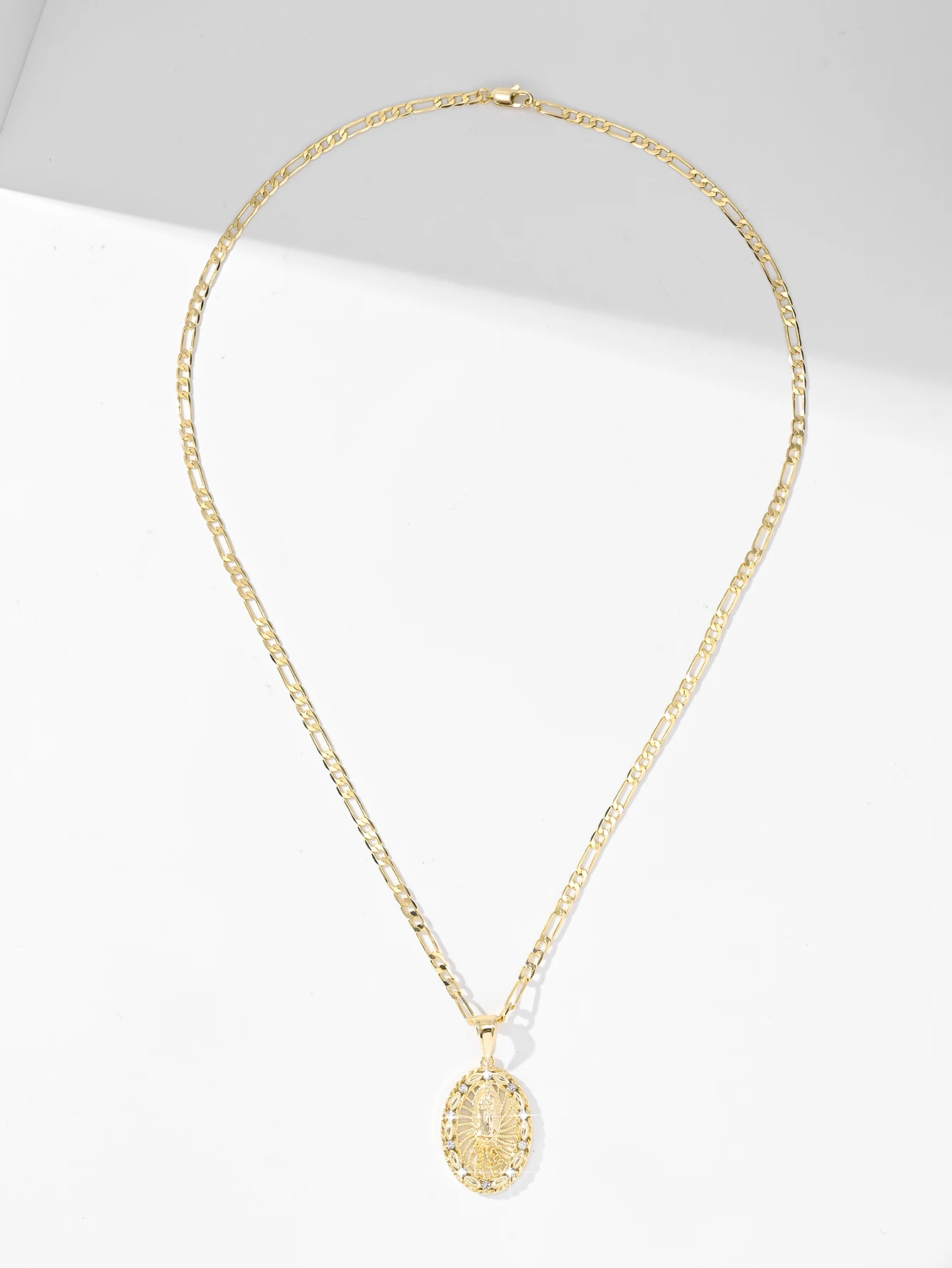 Винтажное ожерелье с медным инкрустацией цирконием 14-каратное золото