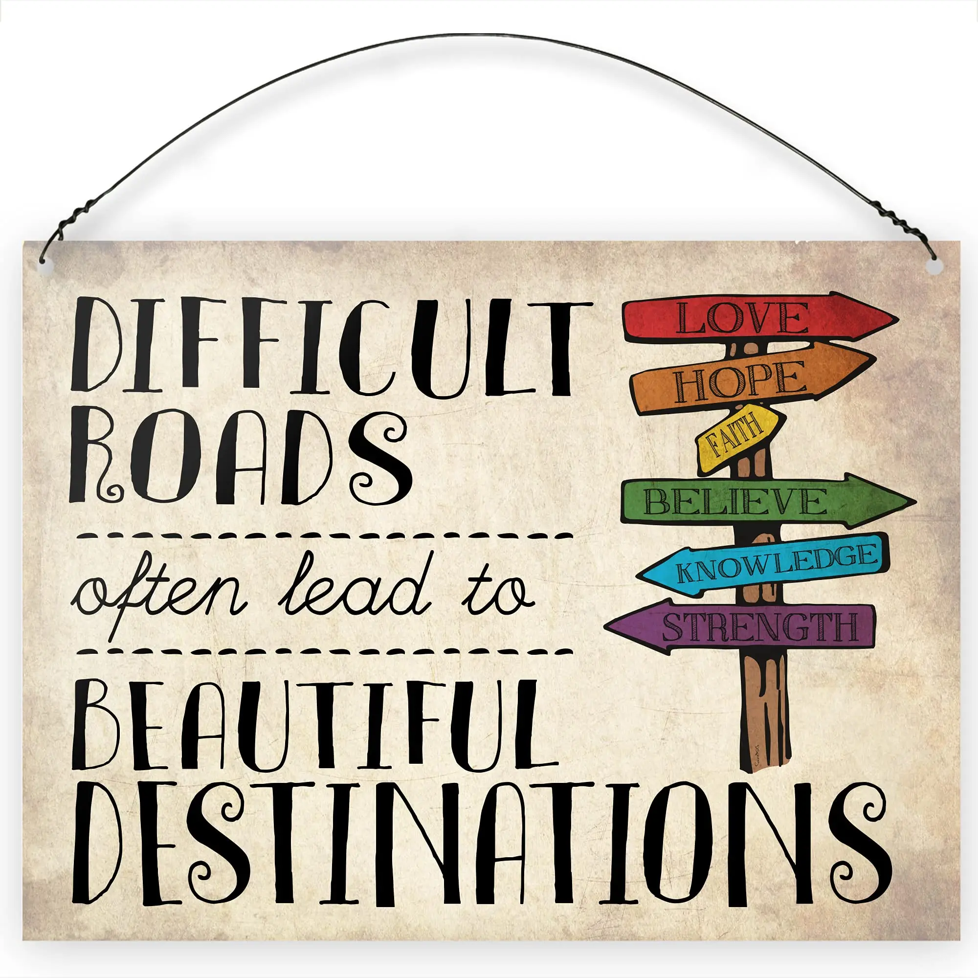 

Dorothy Spring Difficult Roads Often Lead - Logo Metal Plaque Home Decor Vintage Poster Art Dining Room Wall Panel