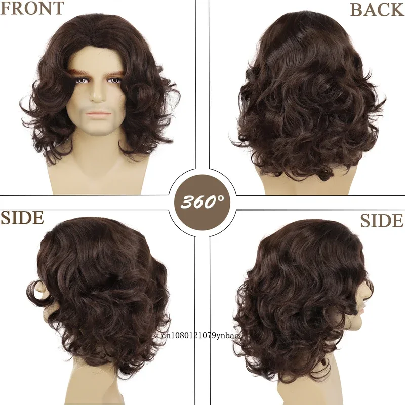 Синтетические волосы мужской коричневый парик пушистые вьющиеся парики косплей