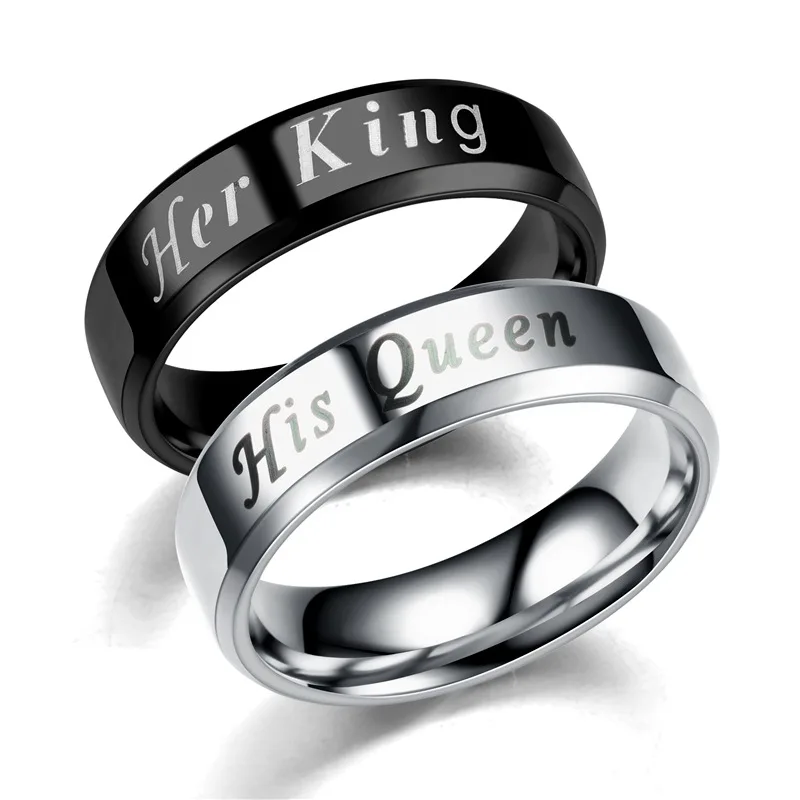 

Drop Shipping Her King His Queen Simple and Stylish Stainless Steel Men's Ring - Perfect for Any Occasion