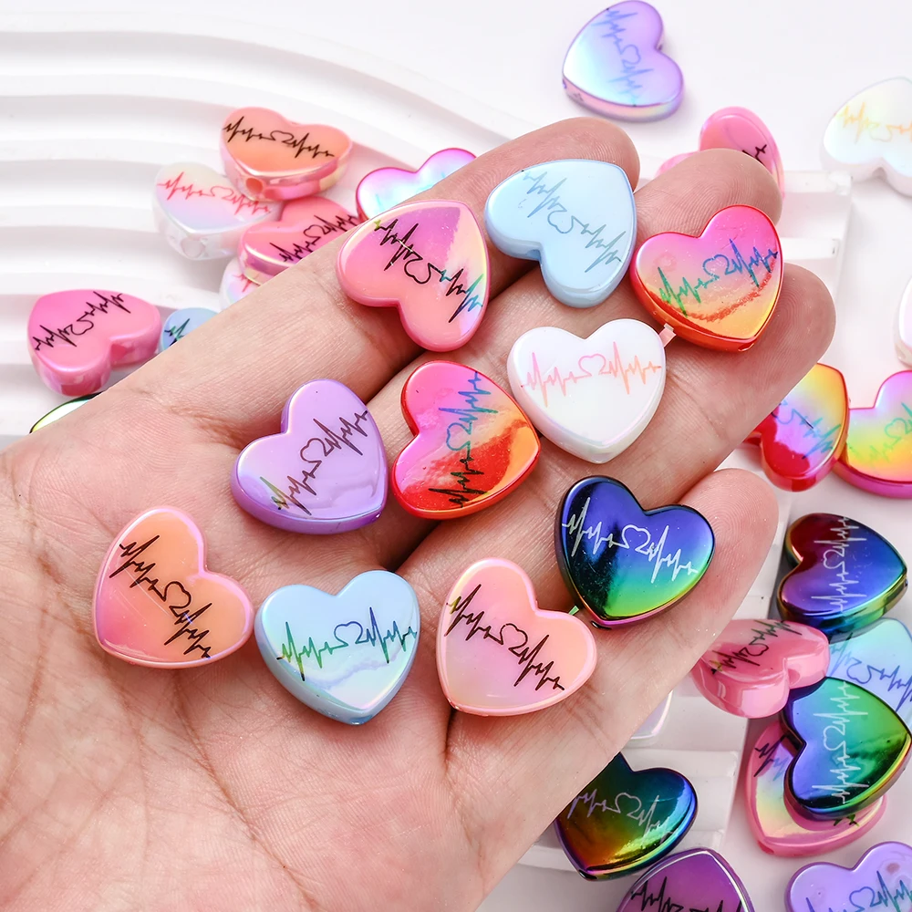 10 шт. акриловые бусины в форме сердца 18 х21 мм