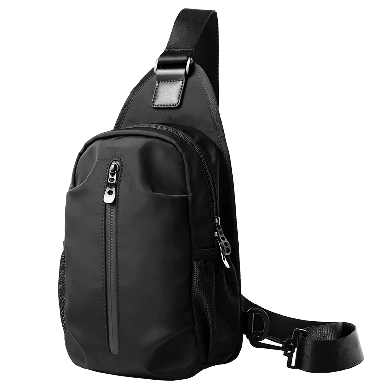 Waterproof Chest Bag Pouch for Man Fabric Casual Commute Simple 9.7'' IPad Sling Bag Multi-Functional Zipper Anti Theft Bags