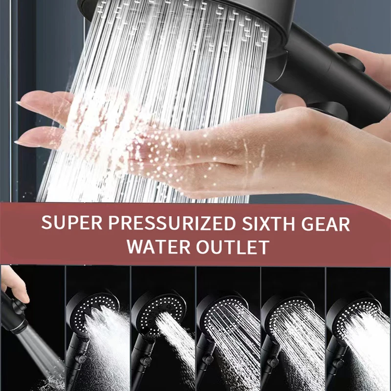 

Head Adjustable High Pressure Water Saving Shower One-key Stop Water Massage Shower Head for Bathroom Accessories 6 Modes Shower