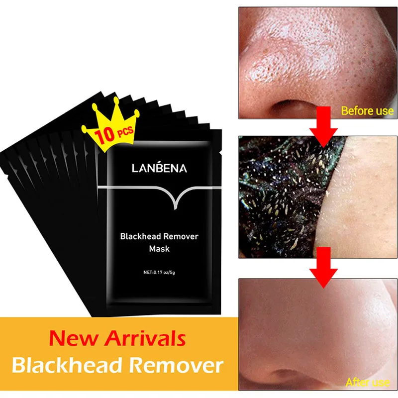 

10pcs LANBENA Bamboo Charcoal Blackhead Strips Spots Acne Treatment Nose Mask Sticker Cleaner for Nose Pore Deep Clean Strip