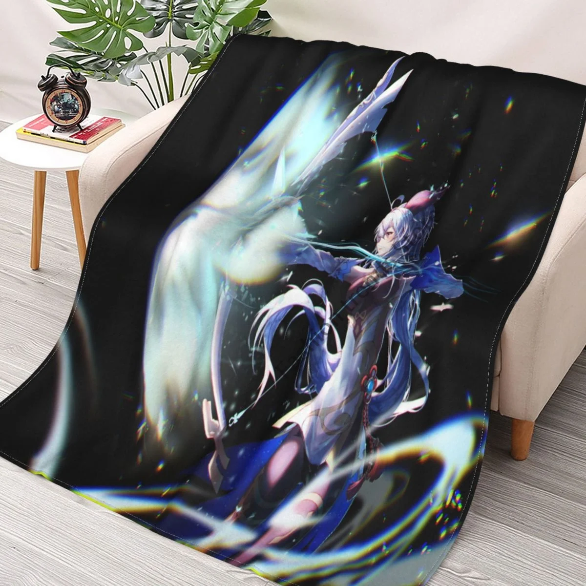 

Genshin Impact Ganyu Anime Flannel Blanket Sherpa Blanket Bedding Soft Blanket