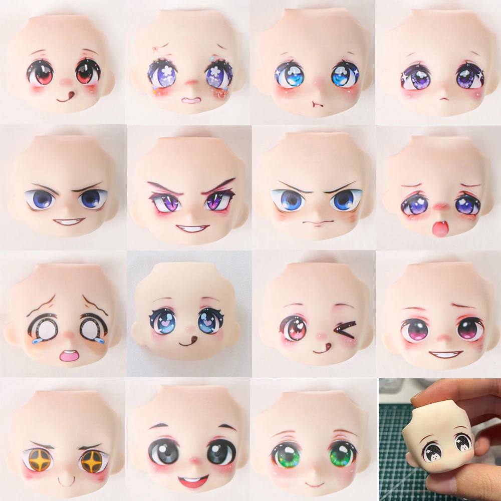 Фото OB11 Лицо куклы 1/12 BJD Лицо куклы с 3D аниме-наклейкой Глаза Симпатичные сменные лица для GSC Голова DIY Аксессуары для девочки Подарок Детская игрушка №1