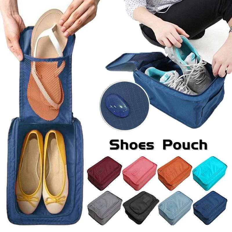 

1PC Waterproof Shoe Bag with Zip Folding Portable Travel Shoes Storage Outdoor Sports Bag Tote Pouch Organizer Bag