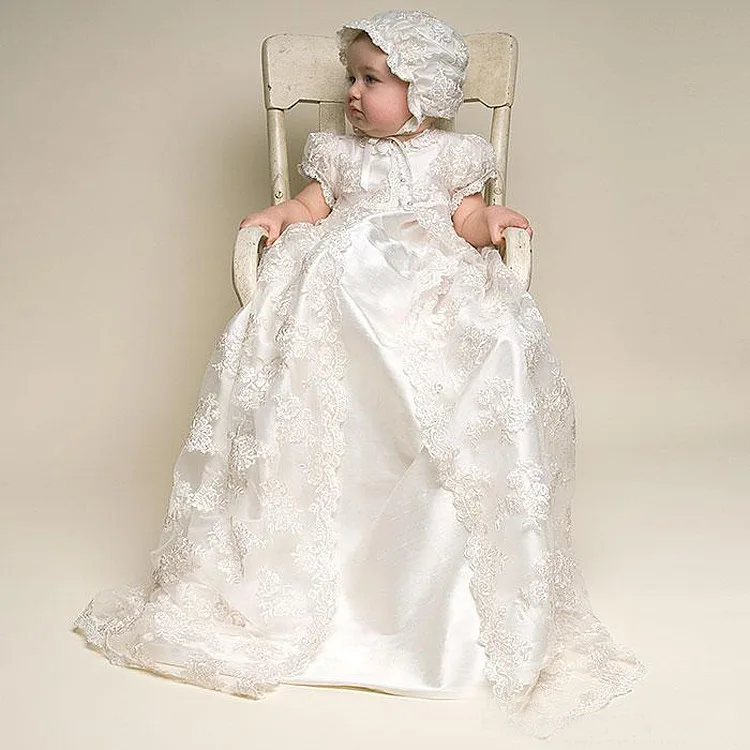 

Christening Gown Baby Girl Lace Toddler Dress For Age 3-24 Months Vestidos De Comunion Flower Girl Dress Robe