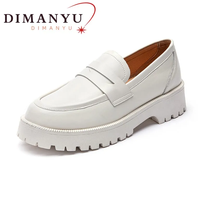 Купи DIMANYU Spring Loafers Shoes Women British Style 2023 New Thick-soled College Style Loafers Genuine Leather Fashion Shoes Girls за 2,366 рублей в магазине AliExpress