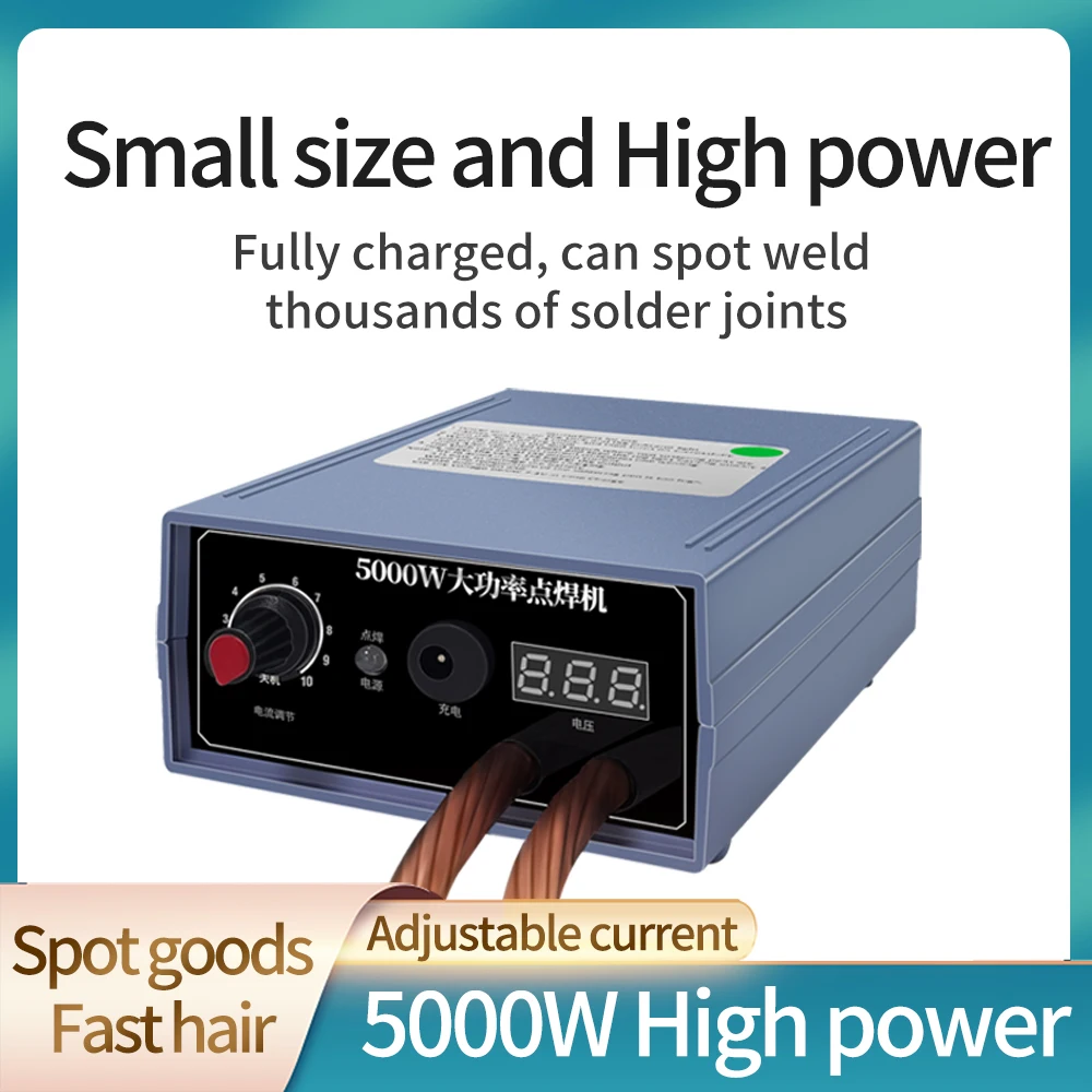 5000W Spot Welder High Power Handheld Spot Welding Machine Portable 0-800A Current Adjustable for 18650 Battery